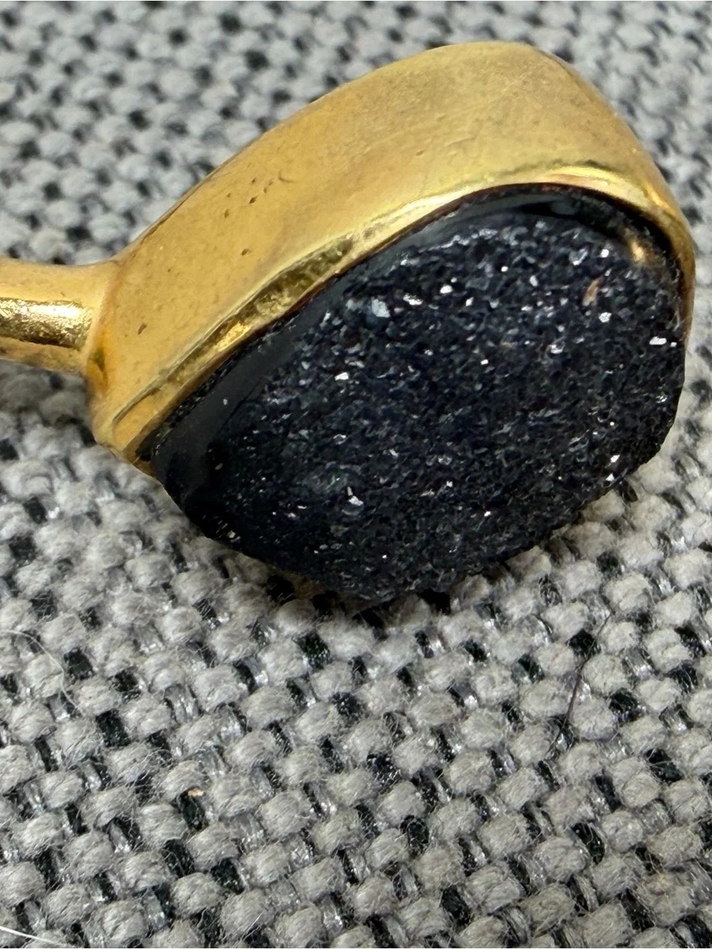 MARGARET ELIZABETH Black Druzy Teardrop Open Cuff Bracelet